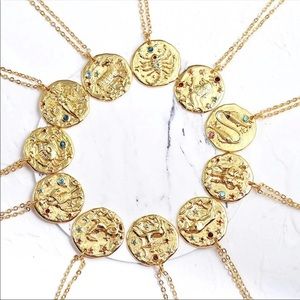 Gold Astrology Gemstone Pendant Necklace